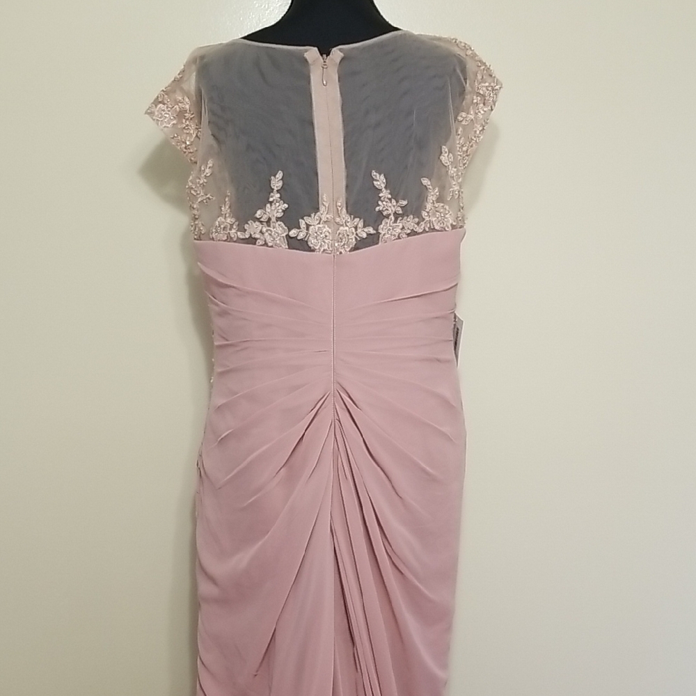 NWT AZAZIE Libby Dusty Rose A-Line Sequins Chiffon Floor-Length Dress Wedding 14 - Picture 10 of 16